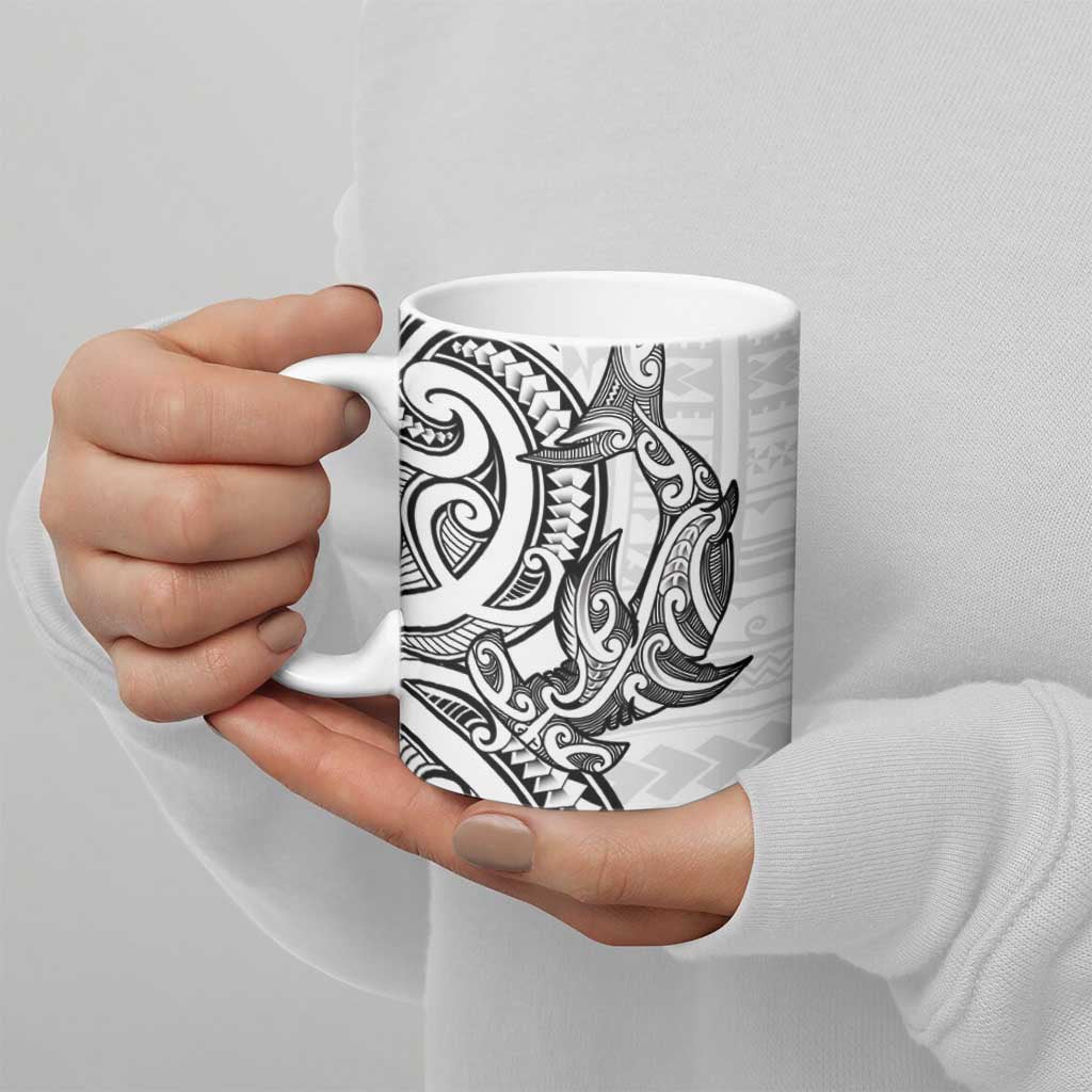 New Zealand Hammerhead Shark Ceramic Mug Maori Haehae Mangopare White - Vibe Hoodie