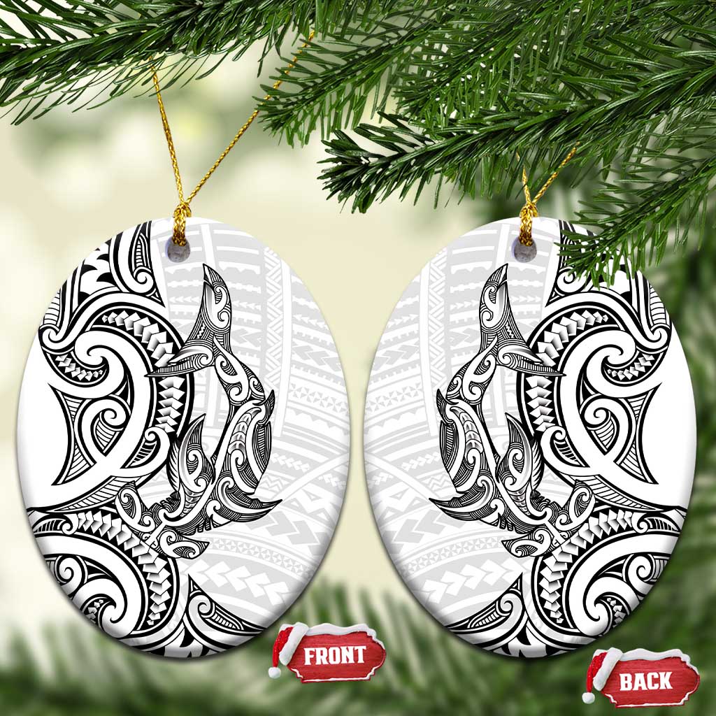 New Zealand Hammerhead Shark Ceramic Ornament Maori Haehae Mangopare White - Vibe Hoodie