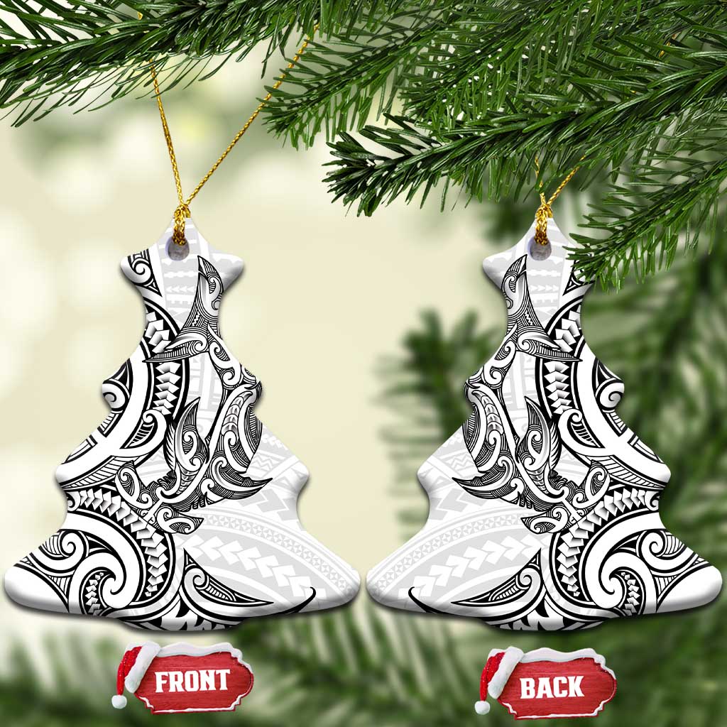 New Zealand Hammerhead Shark Ceramic Ornament Maori Haehae Mangopare White - Vibe Hoodie