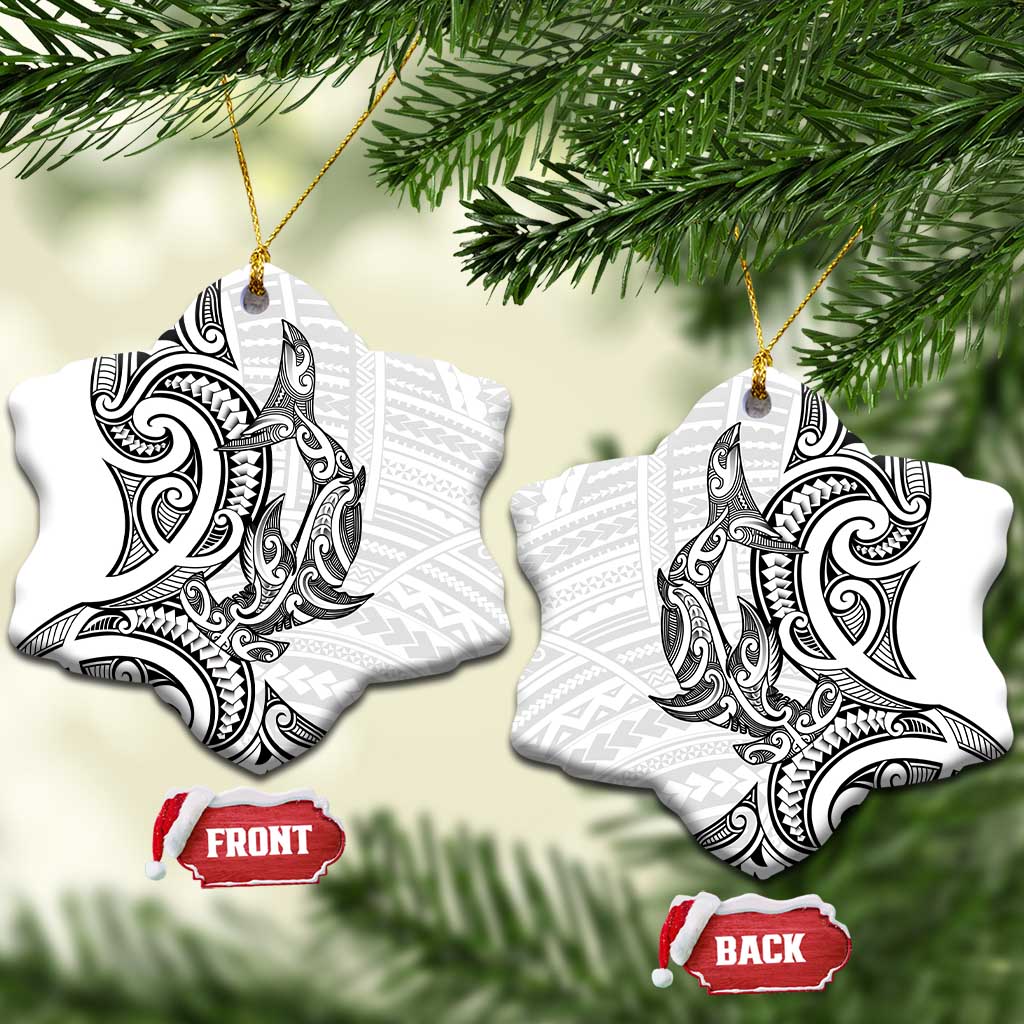 New Zealand Hammerhead Shark Ceramic Ornament Maori Haehae Mangopare White - Vibe Hoodie