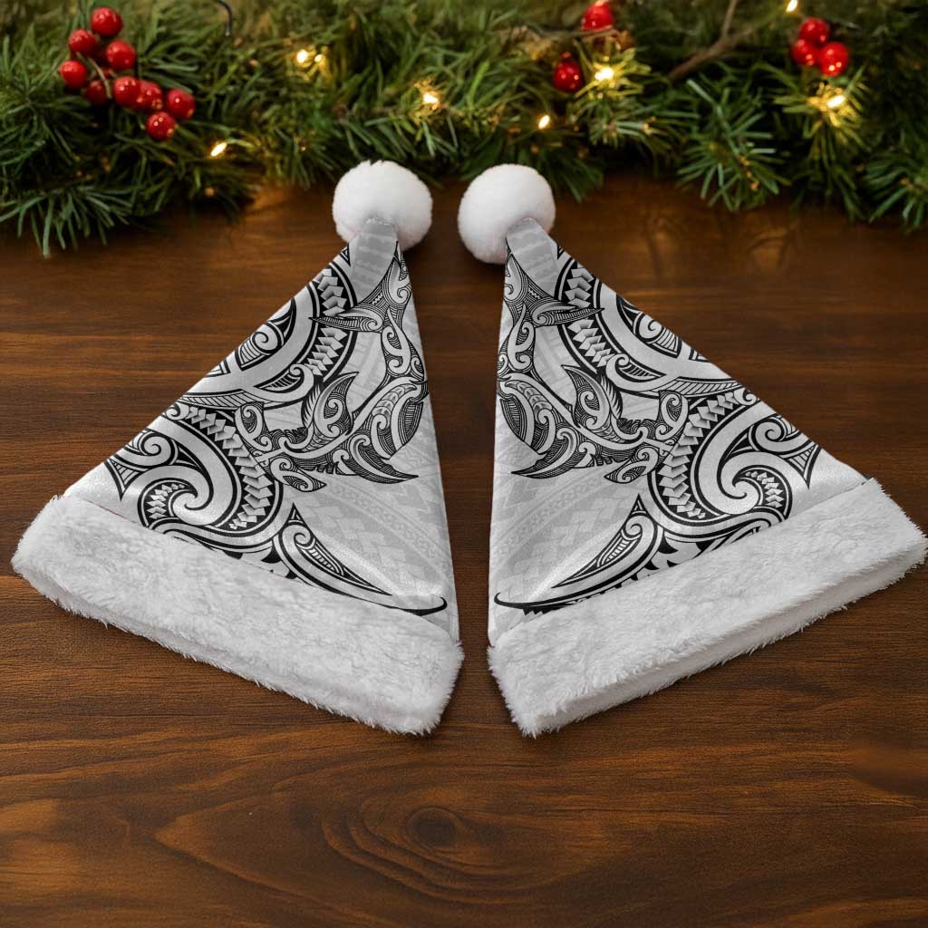 New Zealand Hammerhead Shark Christmas Santa Hat Maori Haehae Mangopare White - Vibe Hoodie