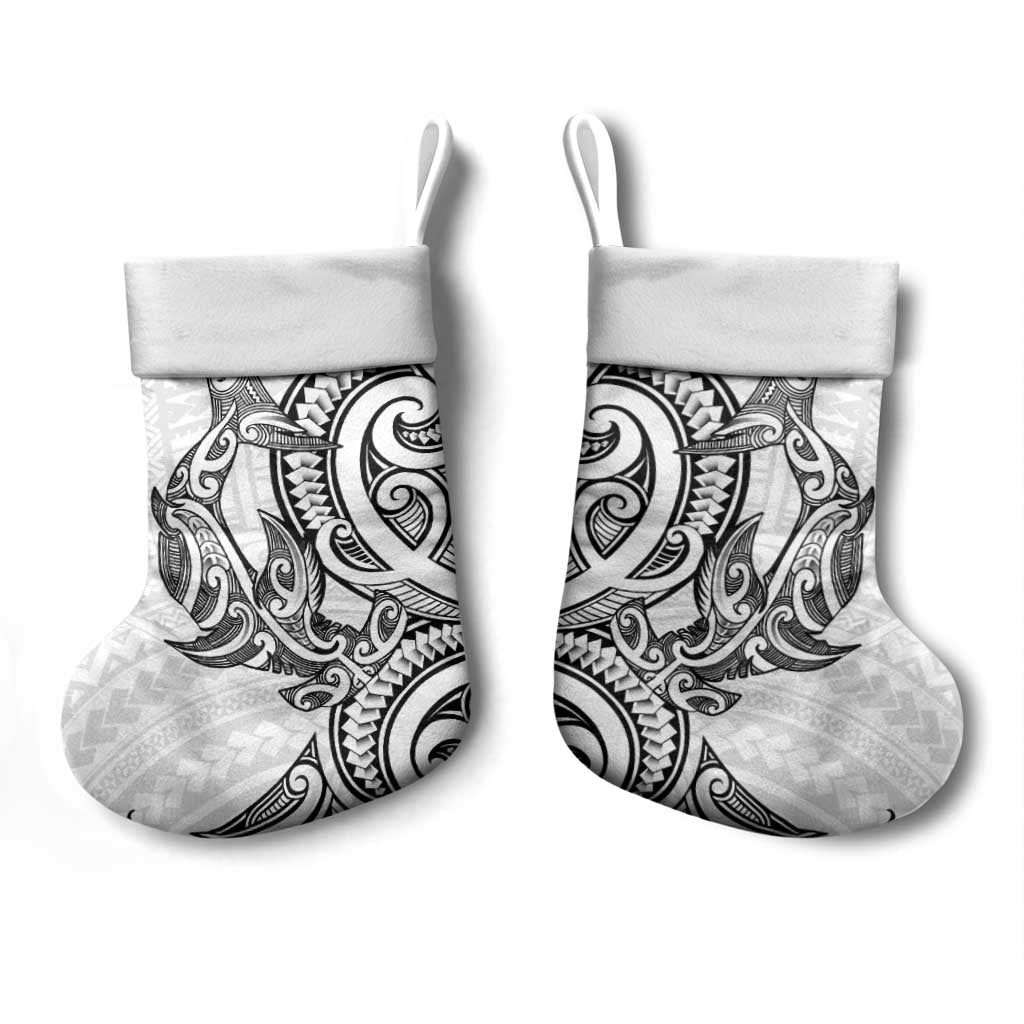 New Zealand Hammerhead Shark Christmas Stocking Maori Haehae Mangopare White - Vibe Hoodie