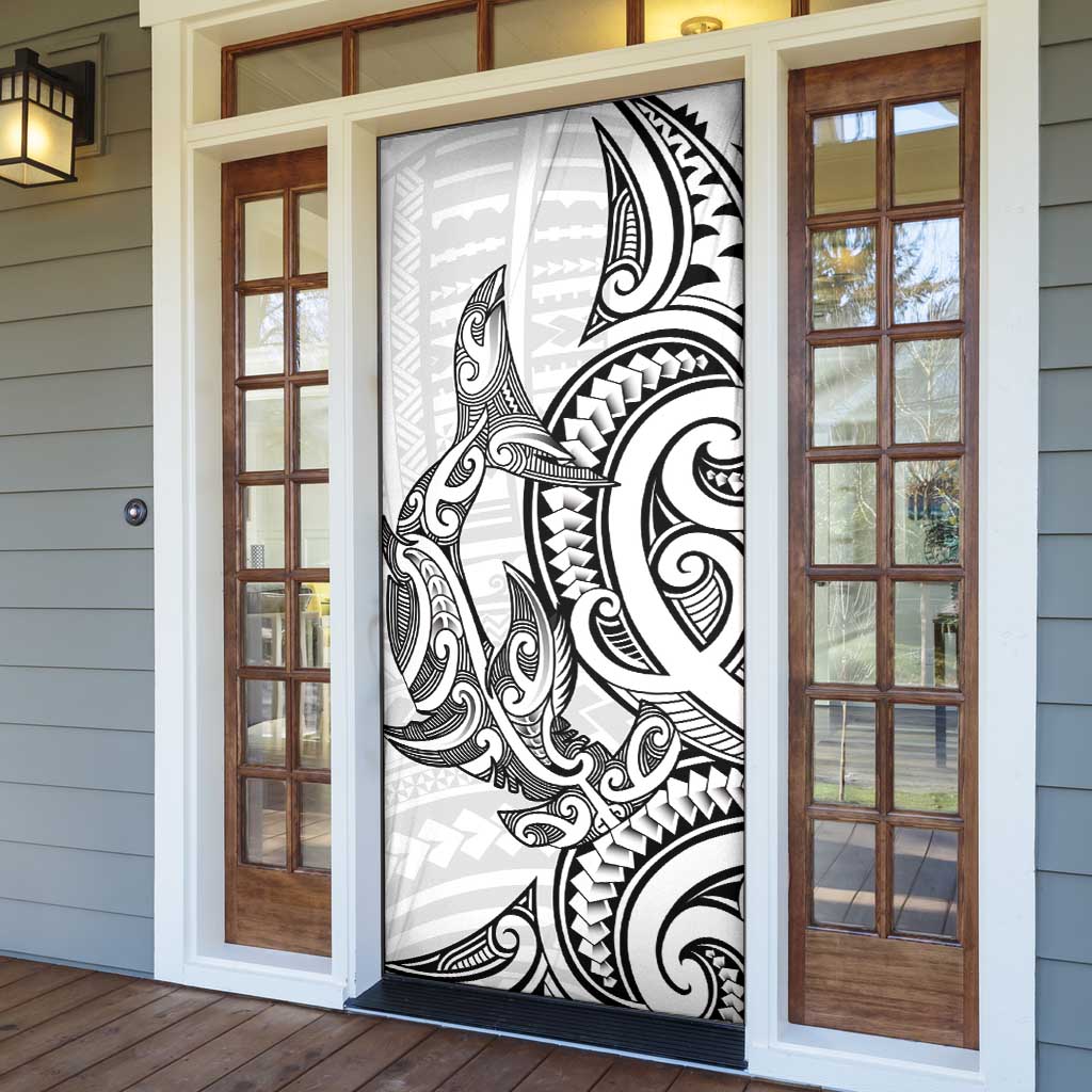 New Zealand Hammerhead Shark Door Cover Maori Haehae Mangopare White - Vibe Hoodie