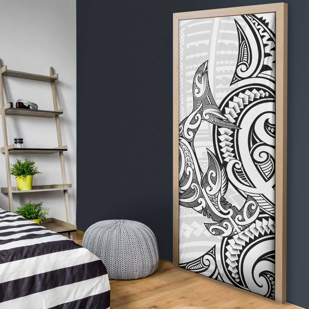 New Zealand Hammerhead Shark Door Cover Maori Haehae Mangopare White - Vibe Hoodie