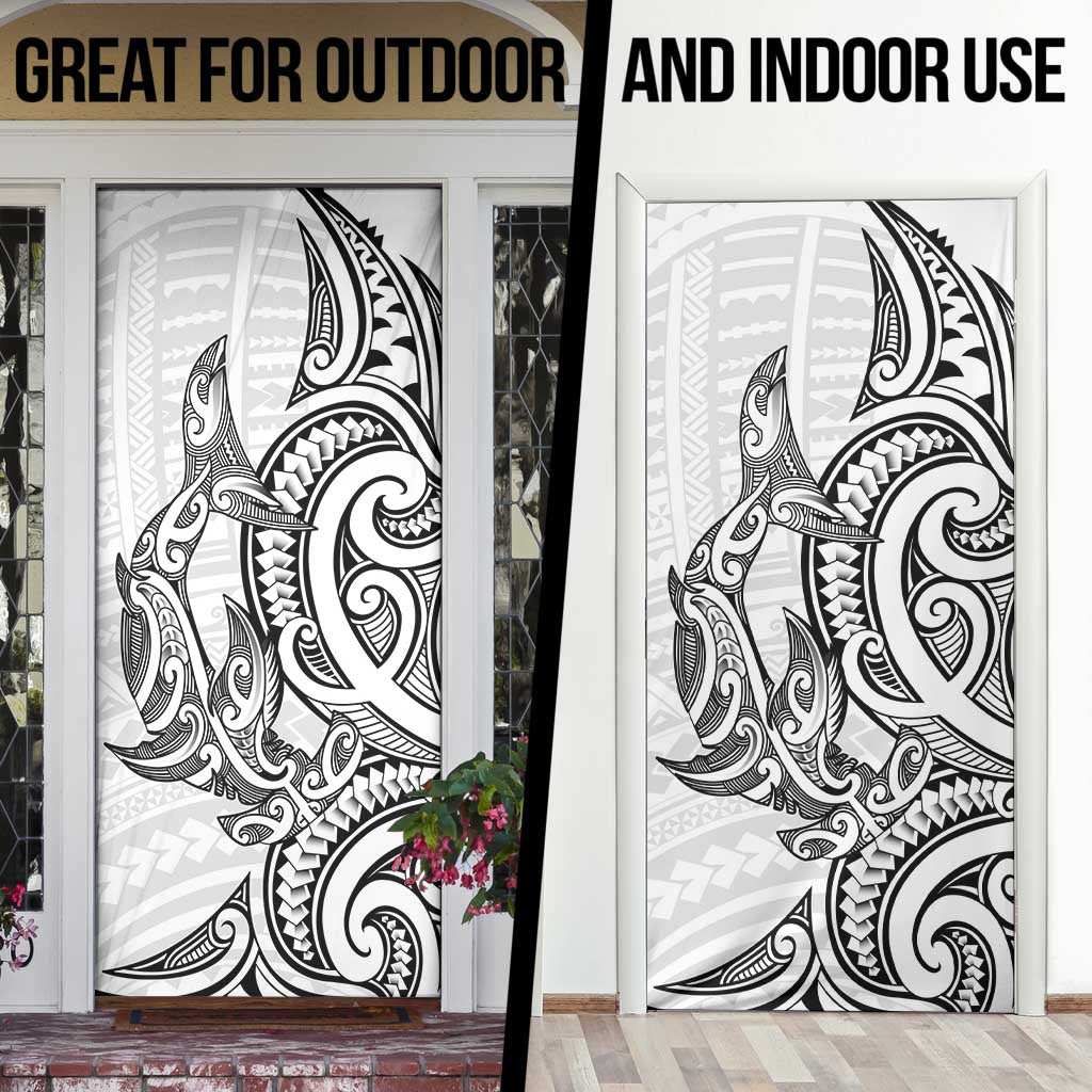 New Zealand Hammerhead Shark Door Cover Maori Haehae Mangopare White - Vibe Hoodie