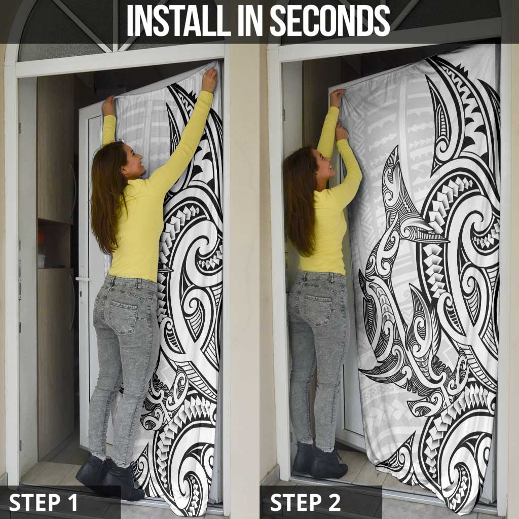 New Zealand Hammerhead Shark Door Cover Maori Haehae Mangopare White - Vibe Hoodie