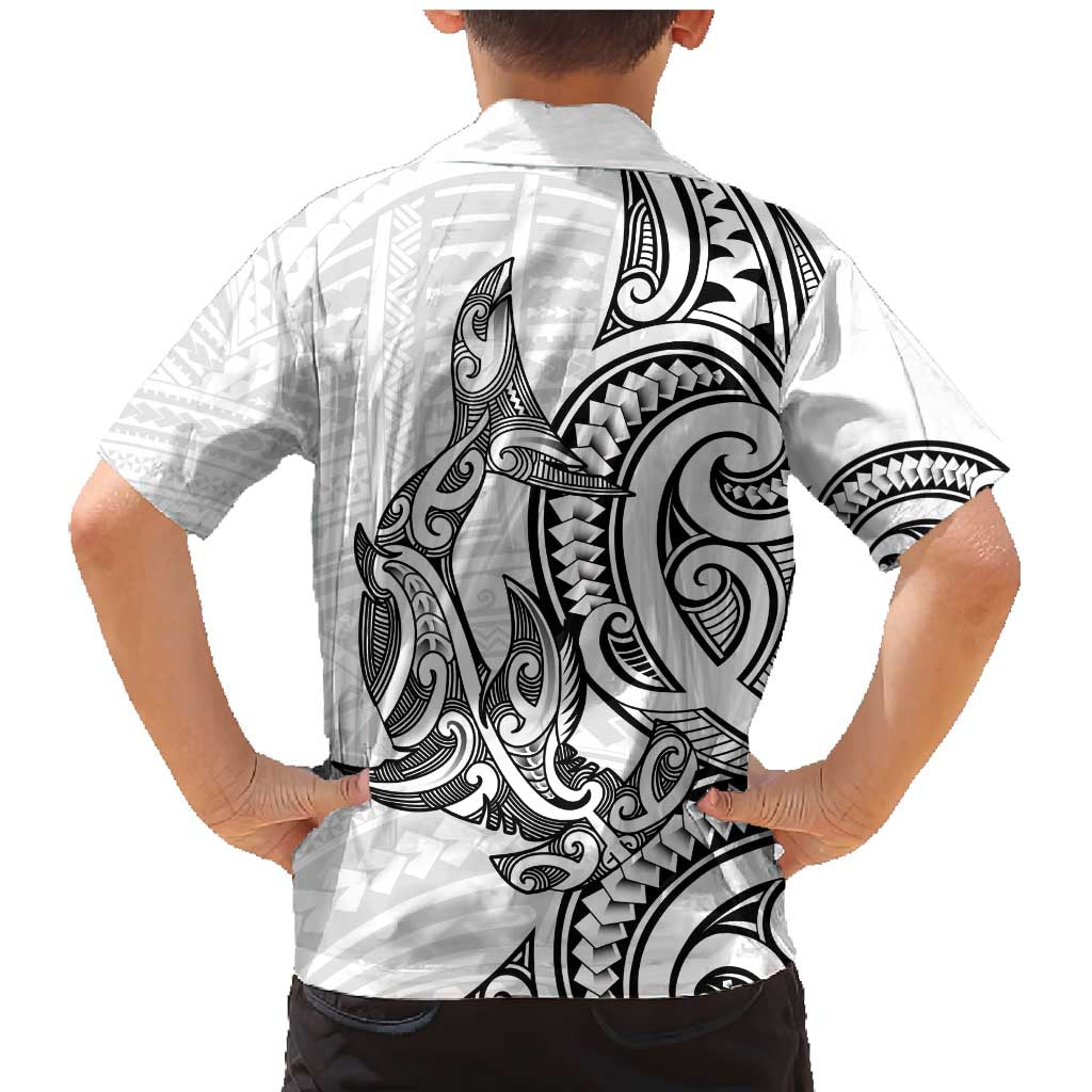 New Zealand Hammerhead Shark Family Matching Mermaid Dress and Hawaiian Shirt Maori Haehae Mangopare White - Vibe Hoodie