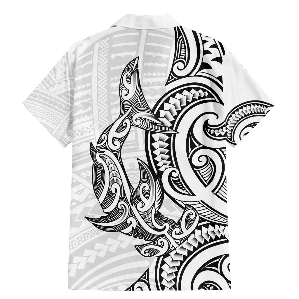 New Zealand Hammerhead Shark Family Matching Mermaid Dress and Hawaiian Shirt Maori Haehae Mangopare White - Vibe Hoodie