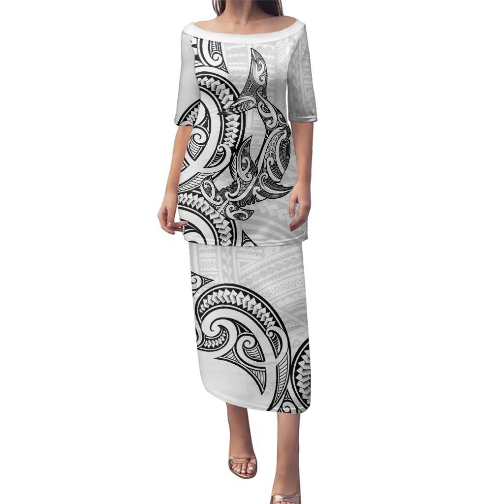 New Zealand Hammerhead Shark Family Matching Puletasi and Hawaiian Shirt Maori Haehae Mangopare White - Vibe Hoodie