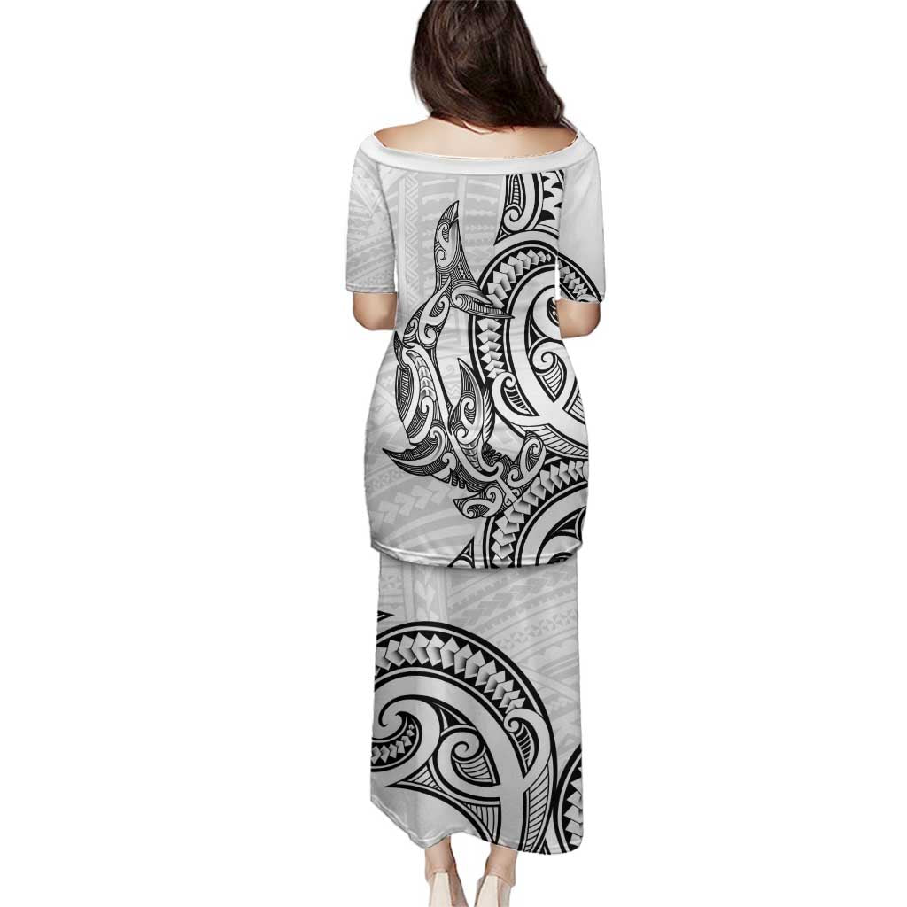 New Zealand Hammerhead Shark Family Matching Puletasi and Hawaiian Shirt Maori Haehae Mangopare White - Vibe Hoodie