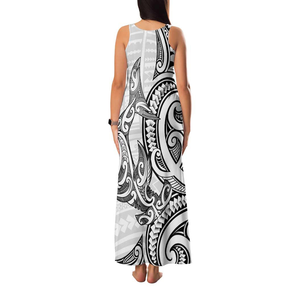 New Zealand Hammerhead Shark Family Matching Tank Maxi Dress and Hawaiian Shirt Maori Haehae Mangopare White - Vibe Hoodie