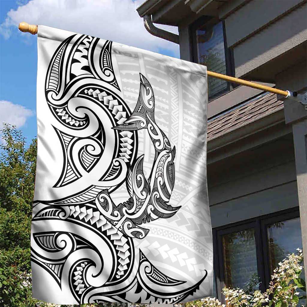 New Zealand Hammerhead Shark Garden Flag Maori Haehae Mangopare White - Vibe Hoodie