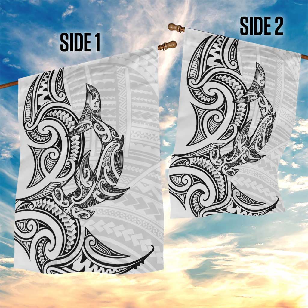 New Zealand Hammerhead Shark Garden Flag Maori Haehae Mangopare White - Vibe Hoodie
