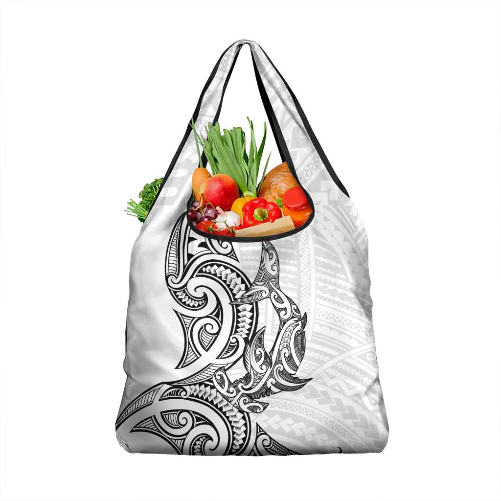New Zealand Hammerhead Shark Grocery Bag Maori Haehae Mangopare White - Vibe Hoodie