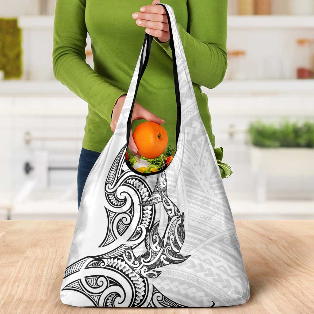 New Zealand Hammerhead Shark Grocery Bag Maori Haehae Mangopare White - Vibe Hoodie