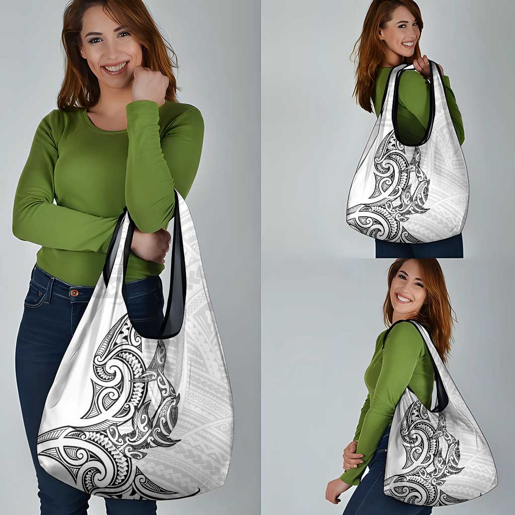 New Zealand Hammerhead Shark Grocery Bag Maori Haehae Mangopare White - Vibe Hoodie