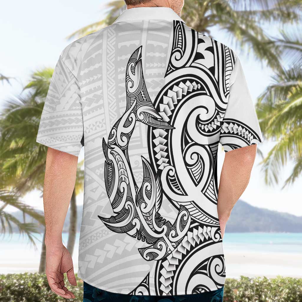 New Zealand Hammerhead Shark Hawaiian Shirt Maori Haehae Mangopare White - Vibe Hoodie