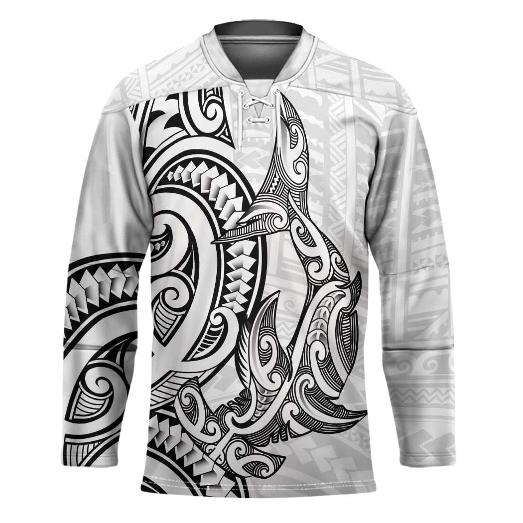 New Zealand Hammerhead Shark Hockey Jersey Maori Haehae Mangopare White - Vibe Hoodie