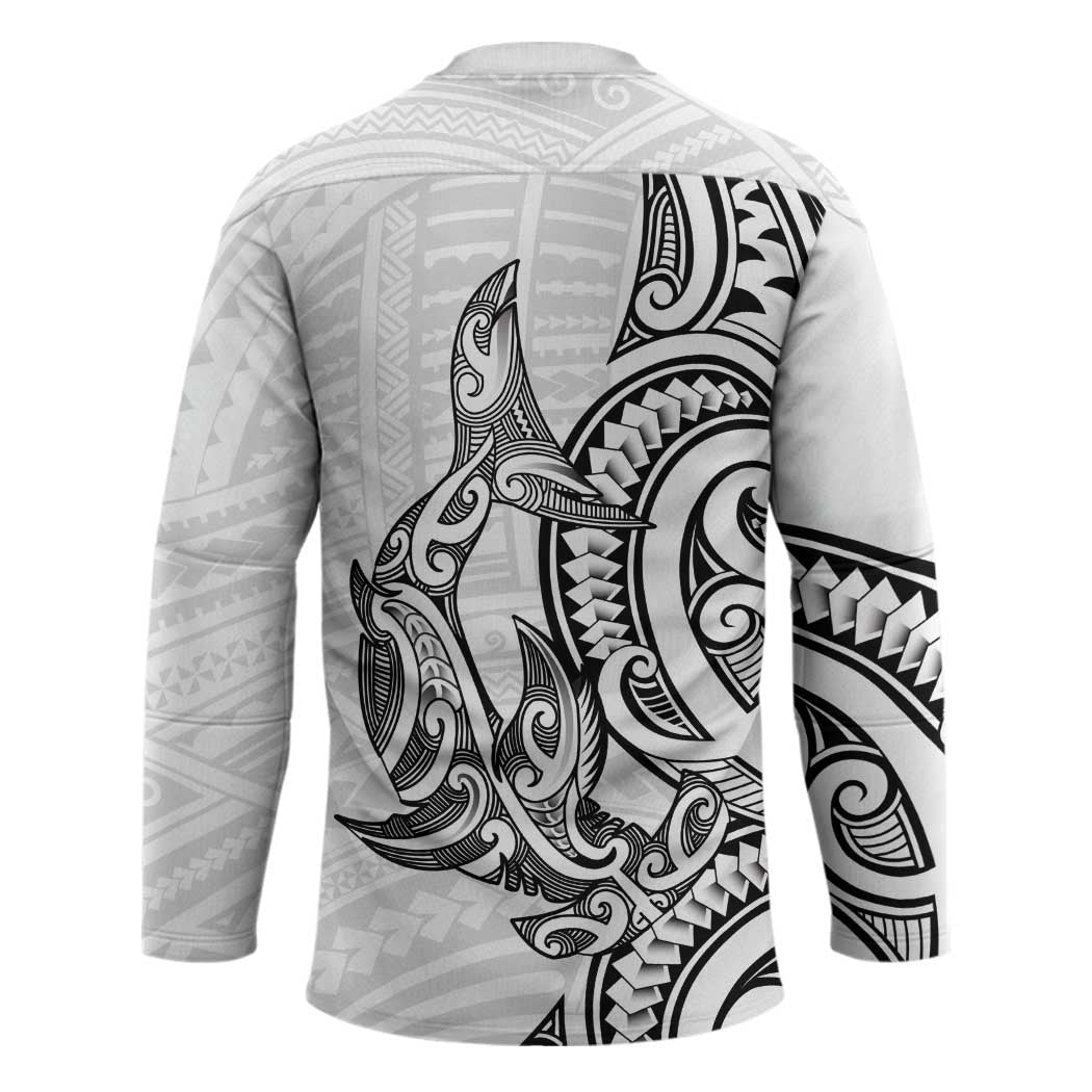 New Zealand Hammerhead Shark Hockey Jersey Maori Haehae Mangopare White - Vibe Hoodie