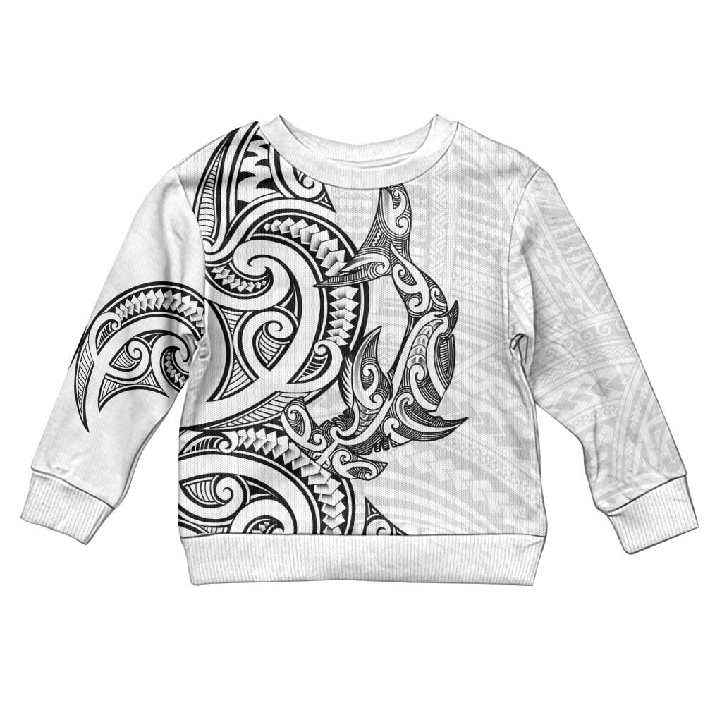 New Zealand Hammerhead Shark Kid Ugly Christmas Sweater Maori Haehae Mangopare White - Vibe Hoodie