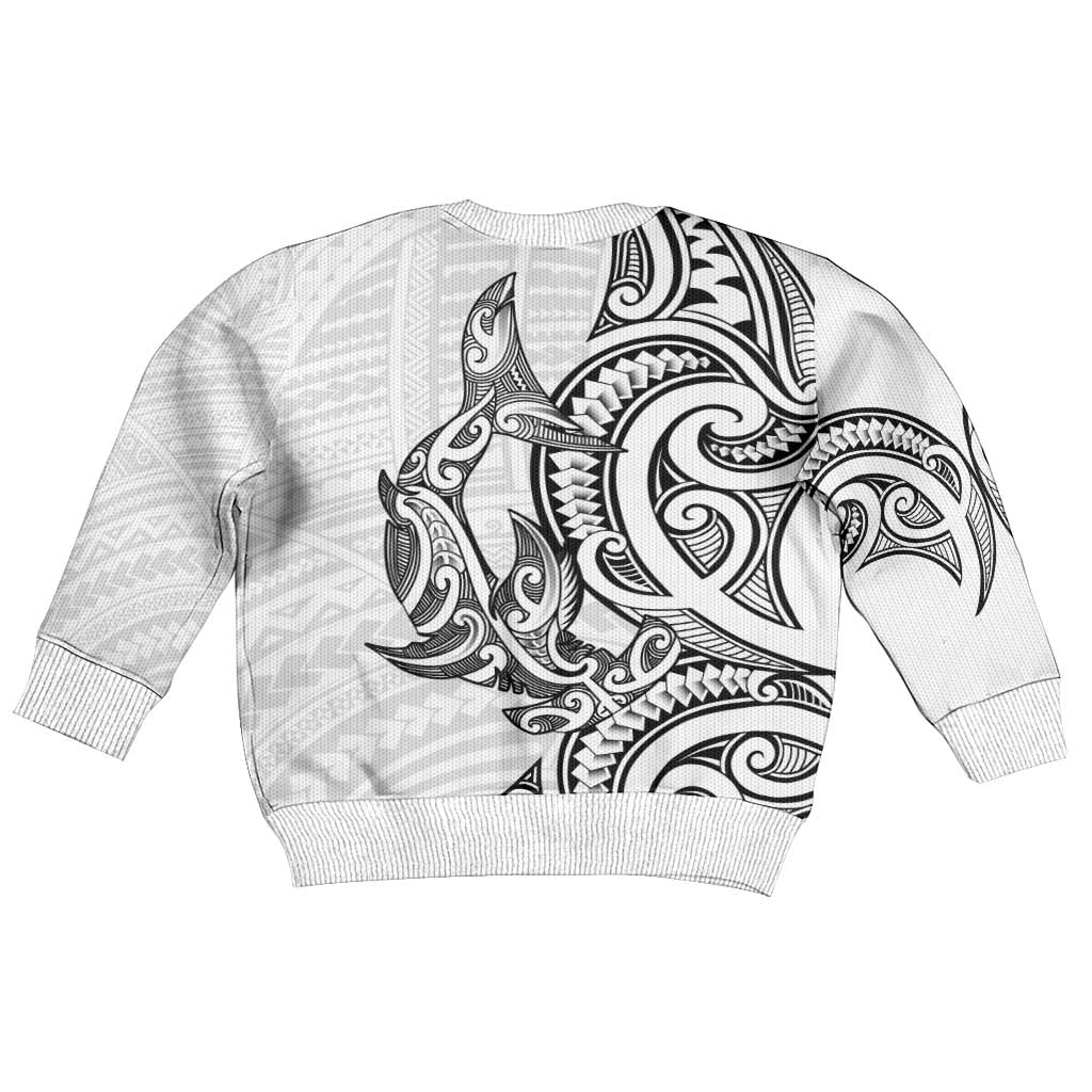 New Zealand Hammerhead Shark Kid Ugly Christmas Sweater Maori Haehae Mangopare White - Vibe Hoodie