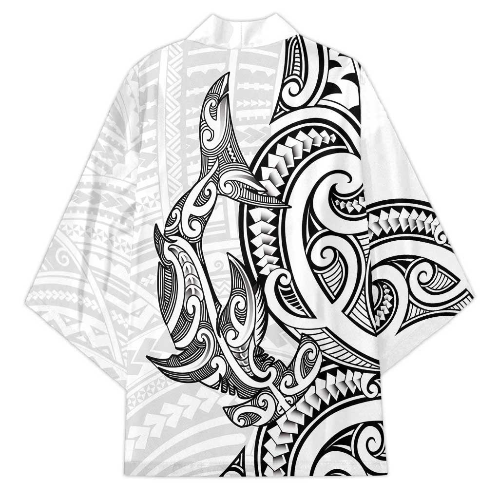 New Zealand Hammerhead Shark Kimono Maori Haehae Mangopare White - Vibe Hoodie
