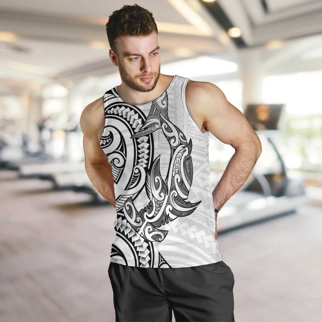 New Zealand Hammerhead Shark Men Tank Top Maori Haehae Mangopare White - Vibe Hoodie