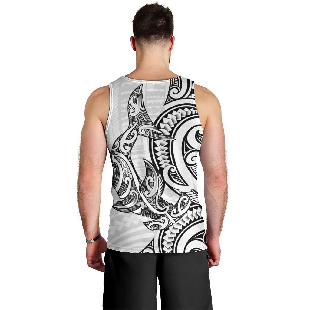 New Zealand Hammerhead Shark Men Tank Top Maori Haehae Mangopare White - Vibe Hoodie