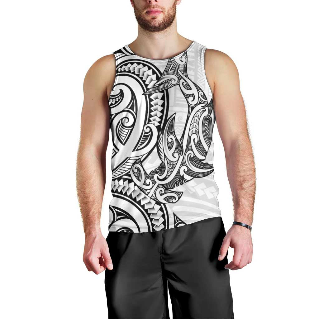 New Zealand Hammerhead Shark Men Tank Top Maori Haehae Mangopare White - Vibe Hoodie