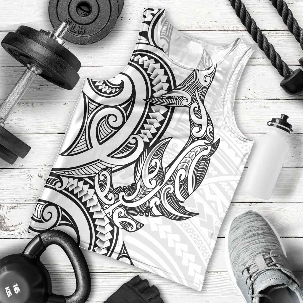 New Zealand Hammerhead Shark Men Tank Top Maori Haehae Mangopare White - Vibe Hoodie