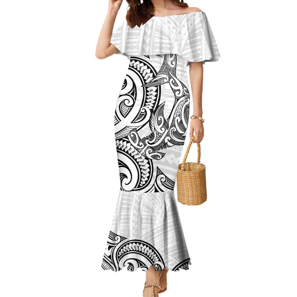 New Zealand Hammerhead Shark Mermaid Dress Maori Haehae Mangopare White - Vibe Hoodie