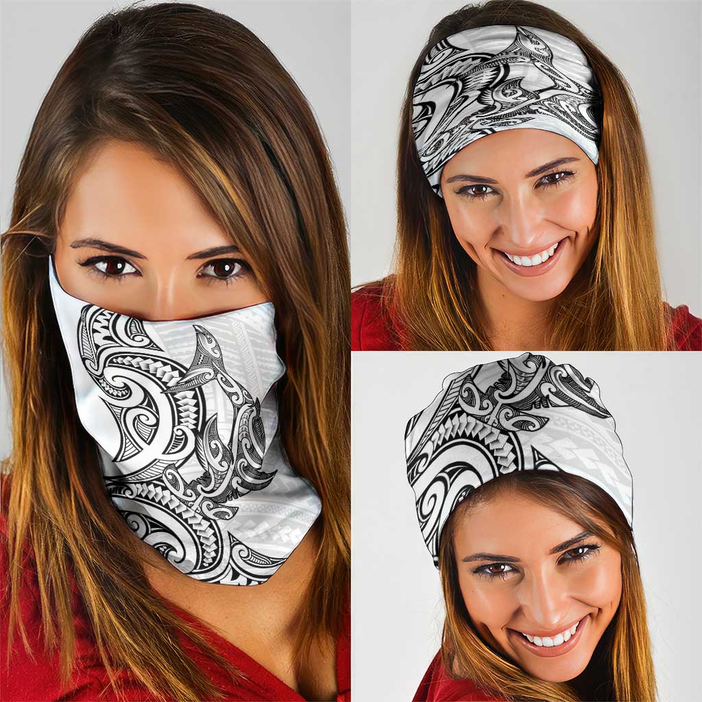 New Zealand Hammerhead Shark Neck Gaiter Maori Haehae Mangopare White - Vibe Hoodie
