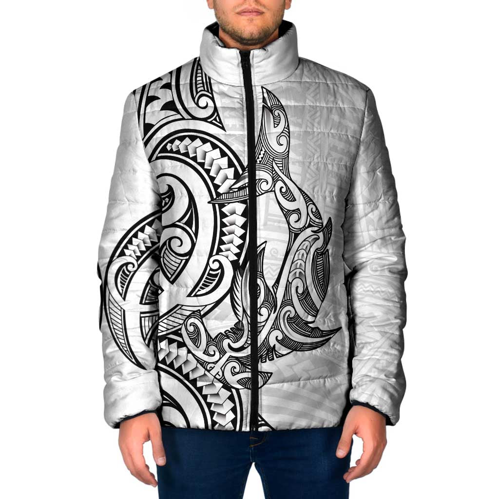 New Zealand Hammerhead Shark Padded Jacket Maori Haehae Mangopare White - Vibe Hoodie