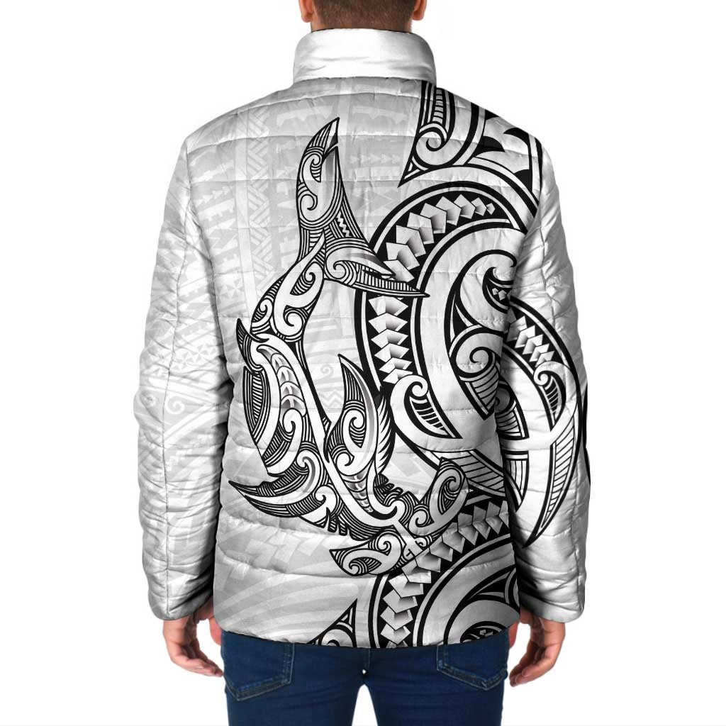 New Zealand Hammerhead Shark Padded Jacket Maori Haehae Mangopare White - Vibe Hoodie