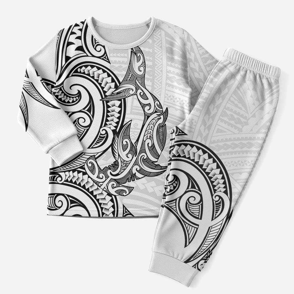 New Zealand Hammerhead Shark Christmas Pajama Set Maori Haehae Mangopare White - Vibe Hoodie