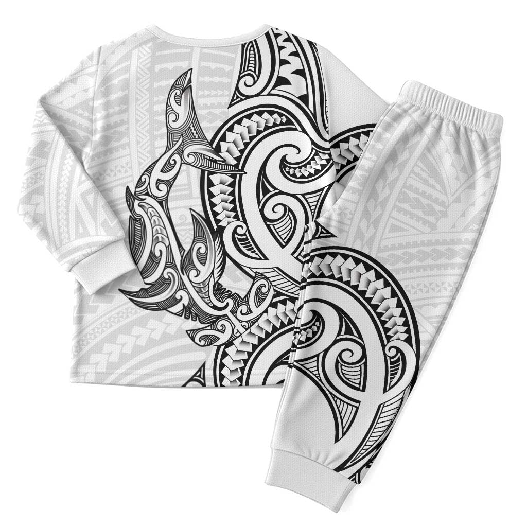 New Zealand Hammerhead Shark Christmas Pajama Set Maori Haehae Mangopare White - Vibe Hoodie