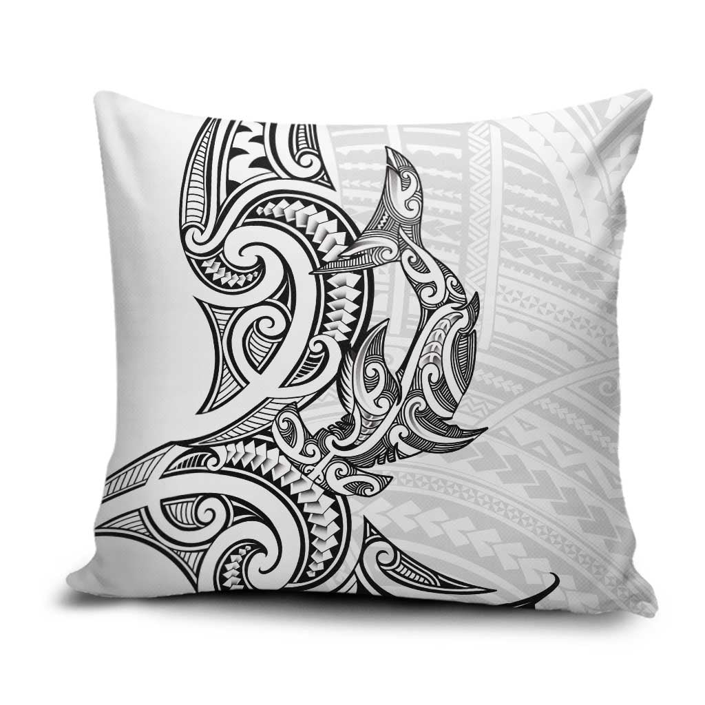 New Zealand Hammerhead Shark Pillow Cover Maori Haehae Mangopare White - Vibe Hoodie