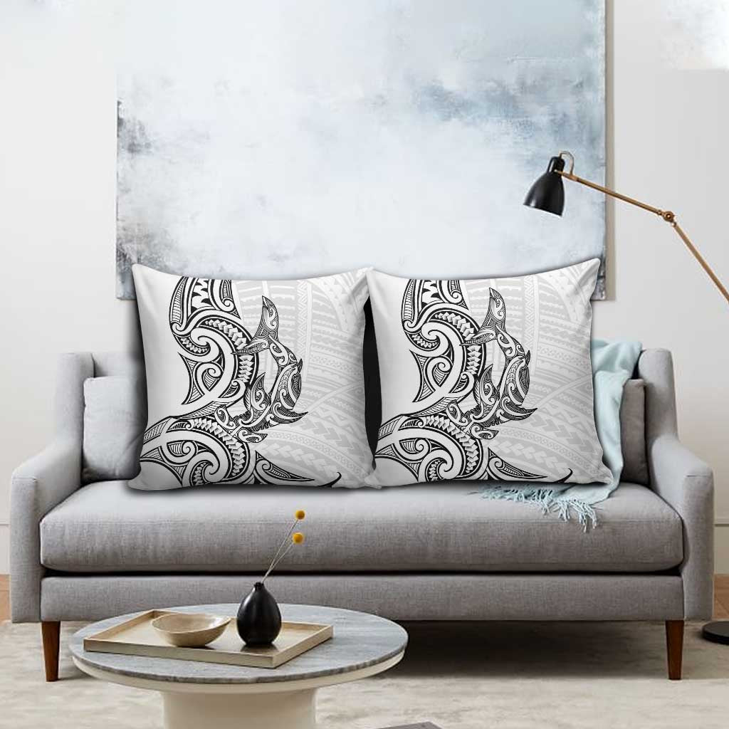 New Zealand Hammerhead Shark Pillow Cover Maori Haehae Mangopare White - Vibe Hoodie