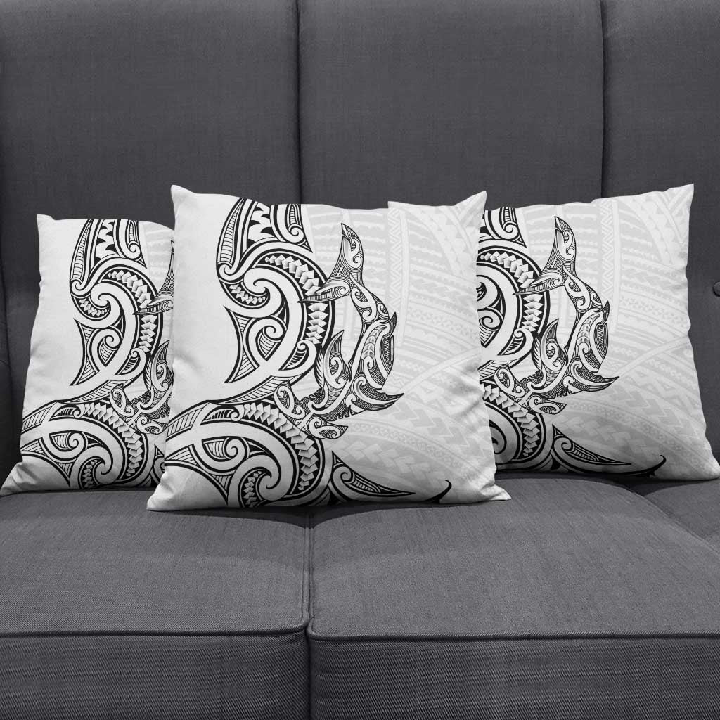 New Zealand Hammerhead Shark Pillow Cover Maori Haehae Mangopare White - Vibe Hoodie