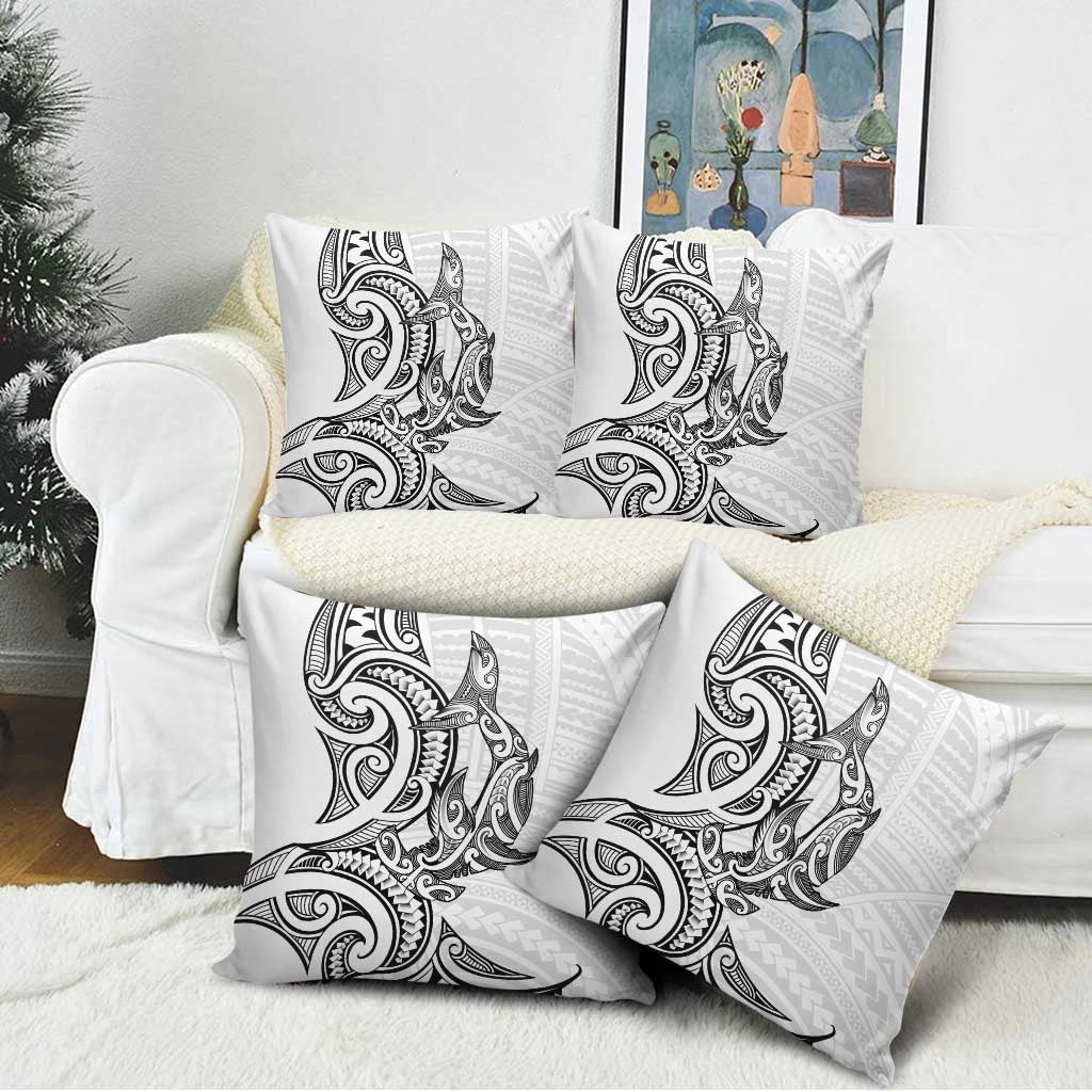 New Zealand Hammerhead Shark Pillow Cover Maori Haehae Mangopare White - Vibe Hoodie