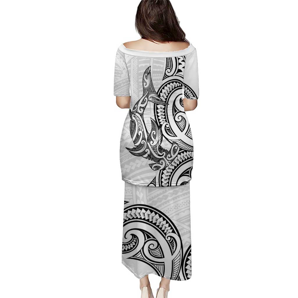 New Zealand Hammerhead Shark Puletasi Maori Haehae Mangopare White - Vibe Hoodie