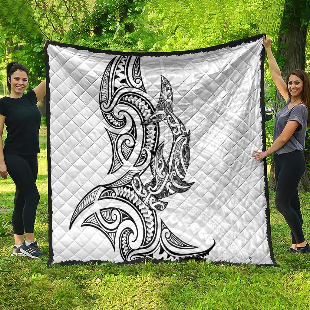 New Zealand Hammerhead Shark Quilt Maori Haehae Mangopare White - Vibe Hoodie