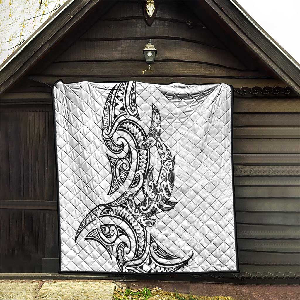 New Zealand Hammerhead Shark Quilt Maori Haehae Mangopare White - Vibe Hoodie