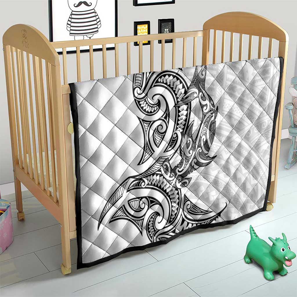 New Zealand Hammerhead Shark Quilt Maori Haehae Mangopare White - Vibe Hoodie