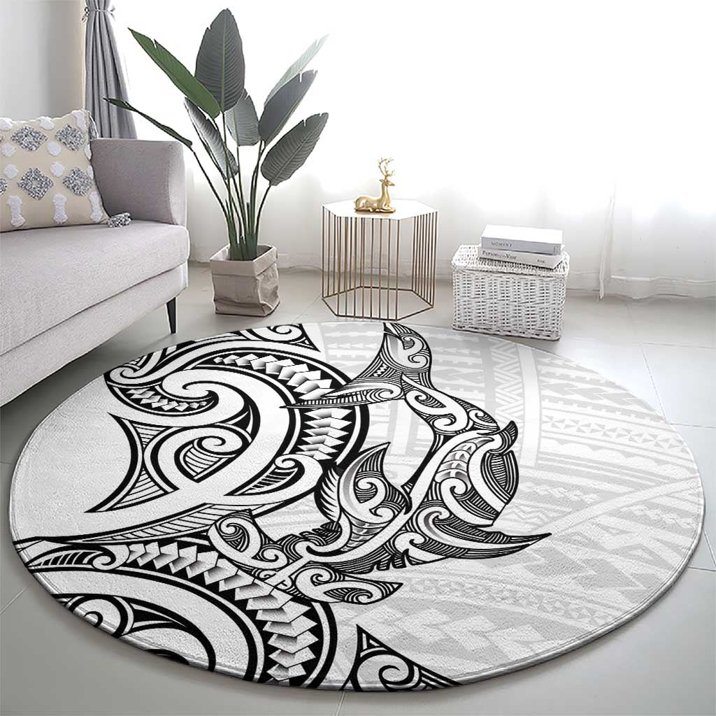 New Zealand Hammerhead Shark Round Carpet Maori Haehae Mangopare White - Vibe Hoodie