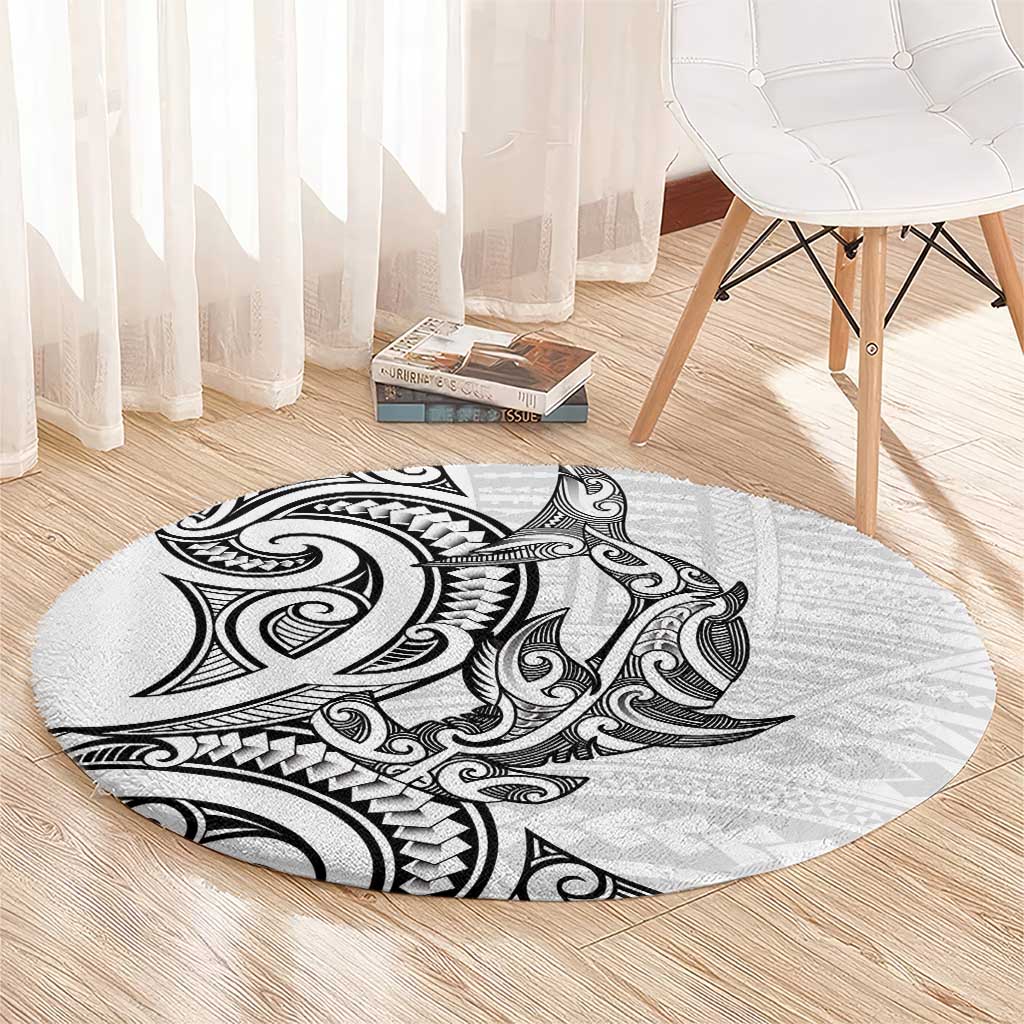 New Zealand Hammerhead Shark Round Carpet Maori Haehae Mangopare White - Vibe Hoodie