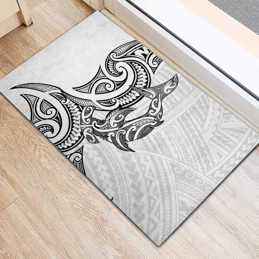 New Zealand Hammerhead Shark Rubber Doormat Maori Haehae Mangopare White - Vibe Hoodie