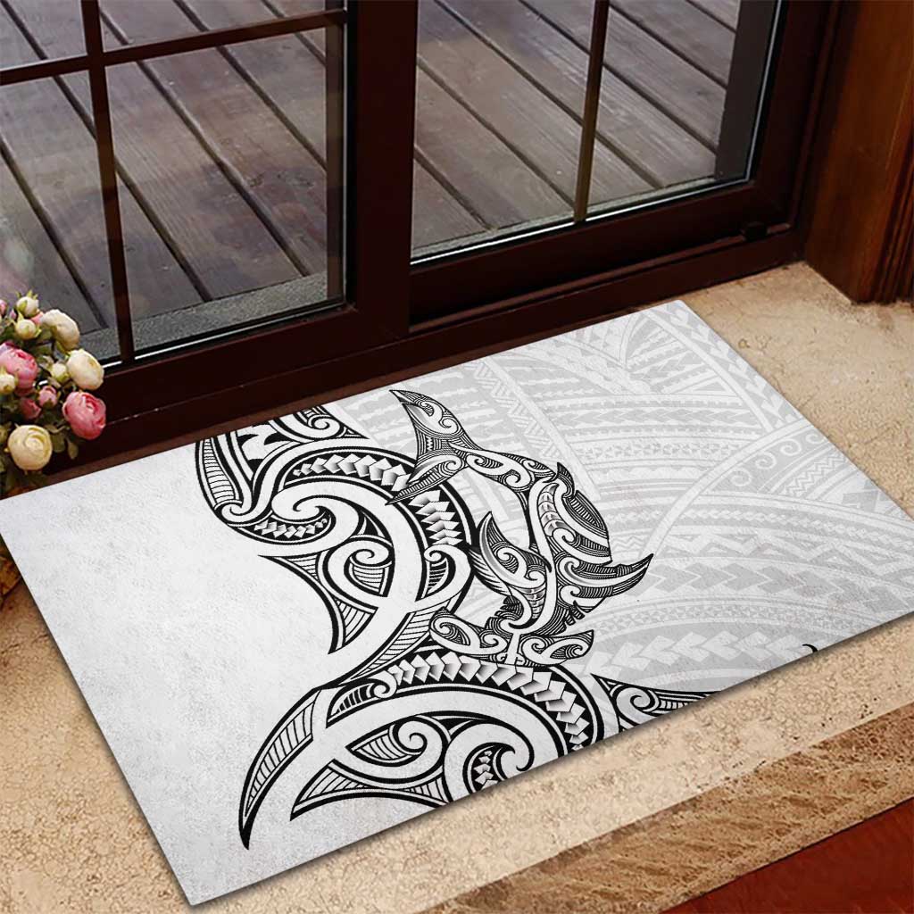 New Zealand Hammerhead Shark Rubber Doormat Maori Haehae Mangopare White - Vibe Hoodie