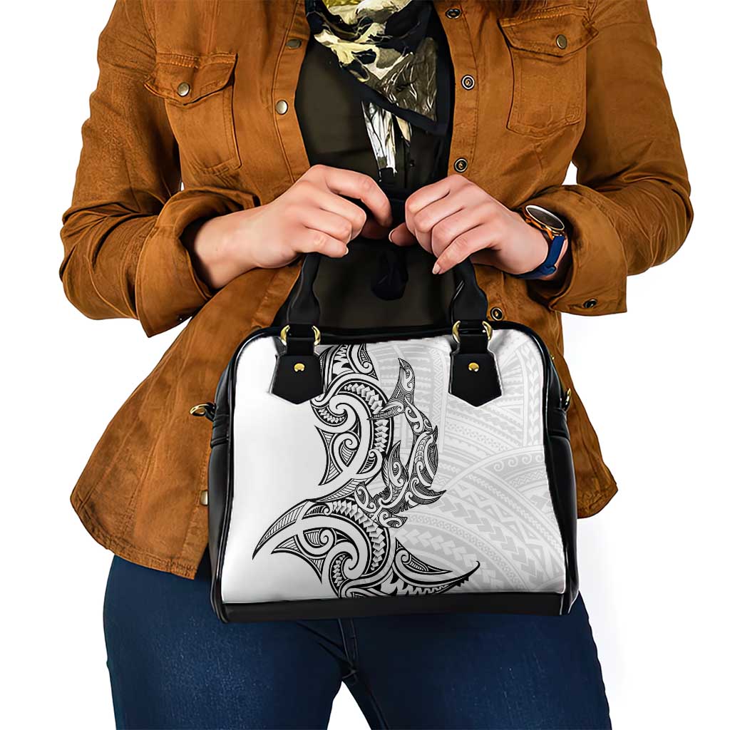 New Zealand Hammerhead Shark Shoulder Handbag Maori Haehae Mangopare White - Vibe Hoodie
