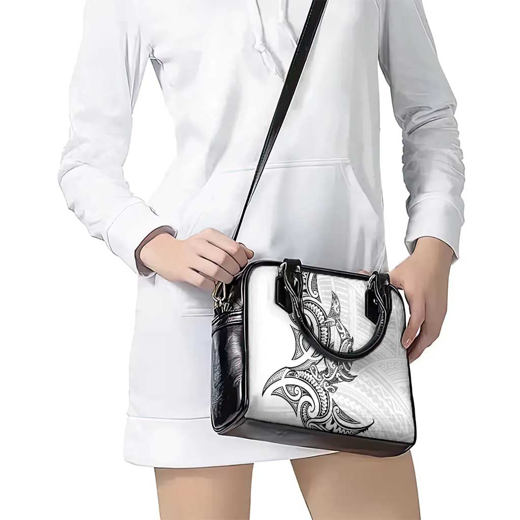 New Zealand Hammerhead Shark Shoulder Handbag Maori Haehae Mangopare White - Vibe Hoodie